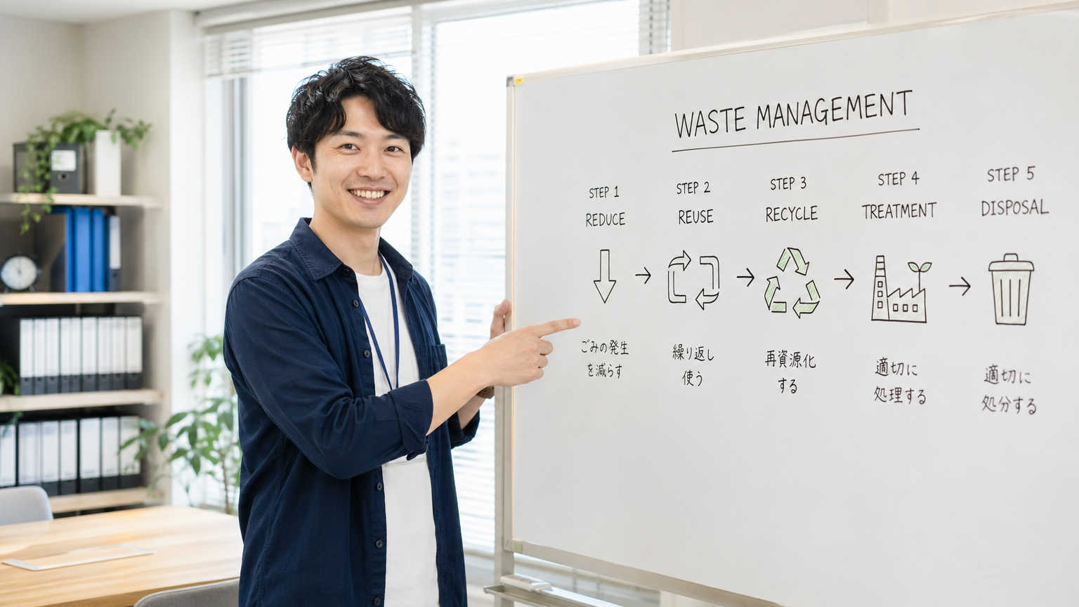 施設から出る廃棄物を正しく管理するための基本的な流れ