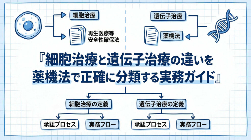 細胞治療と遺伝子治療の違いを薬機法で正確に分類する実務ガイド